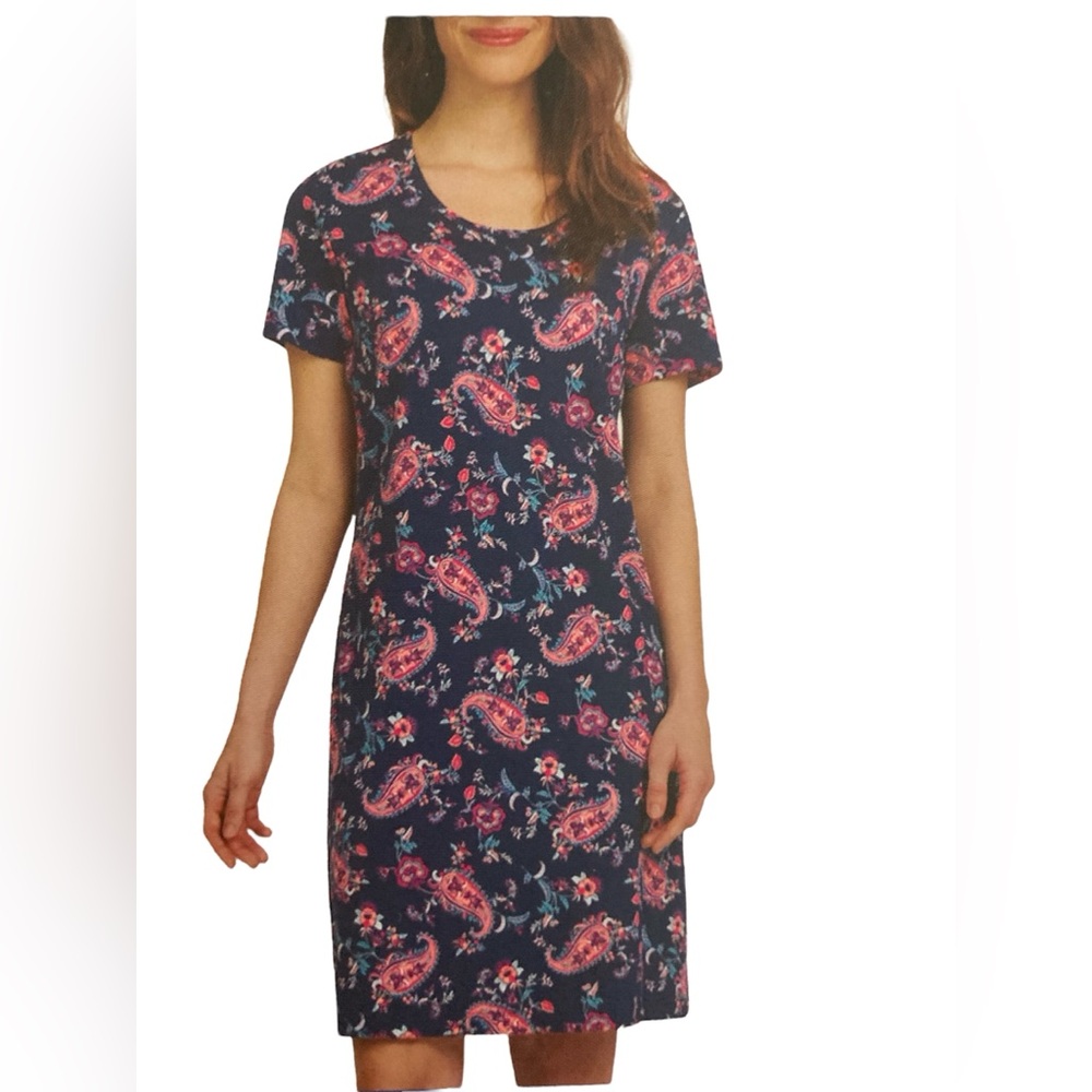 NWT Lands End Women’s Supima Finest Cotton Paisley Sleep Shirt/Dress Stretchy S